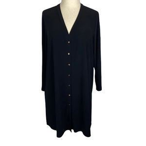 Susan Graver 3X Long Black Liquid Knit Cardigan